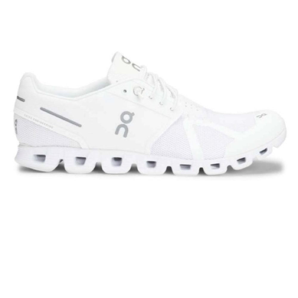 On cloud running shoe white and grey